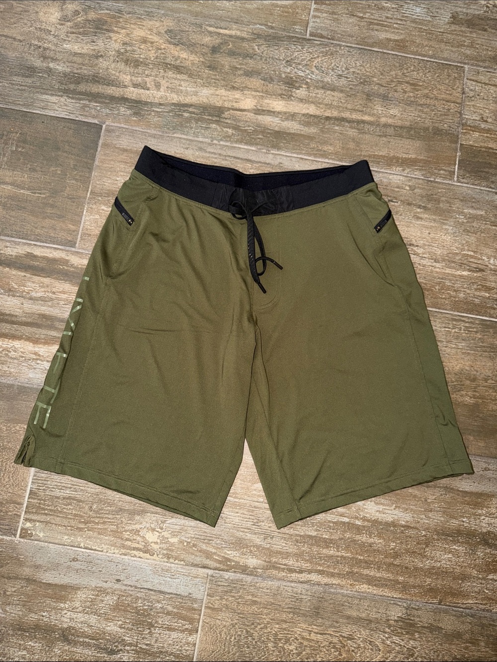 Hylete Olive Green Athletic Shorts with Black Waistband